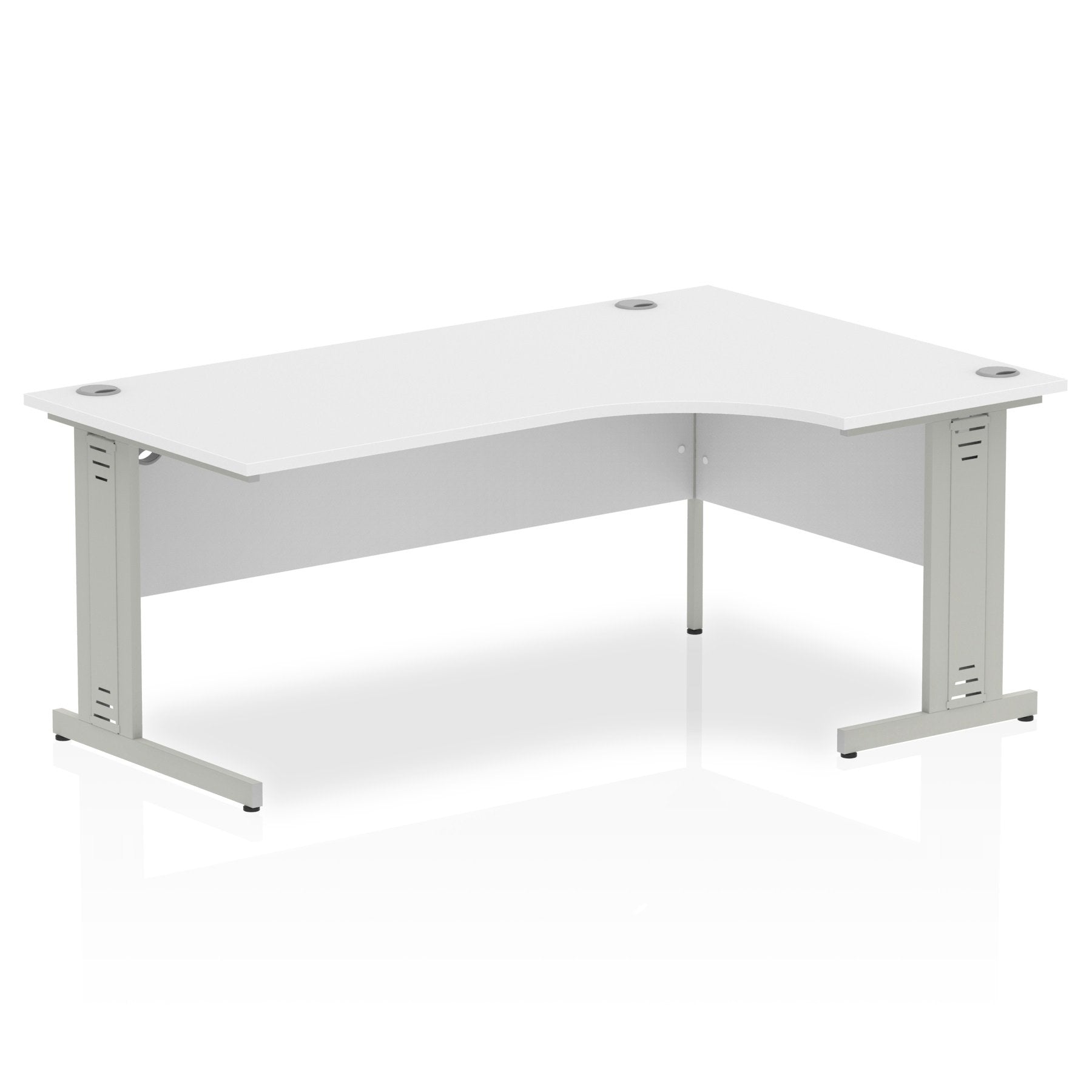 Dynamic Impulse 1800mm Right Crescent Desk White Top Silver Cable Managed Leg I000494 DD