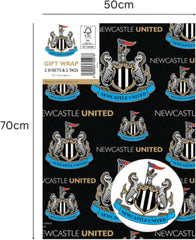 Newcastle United Football Wrapping Paper 2 Sheets & 2 Tags