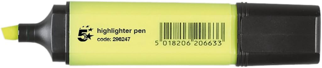 5 Star Office Yellow Highlighter Chisel Tip (Pack of 12)