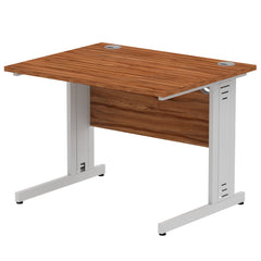 Impulse 1000 x 800mm Straight Desk Walnut Top Silver Cable Managed Leg I003539 DD