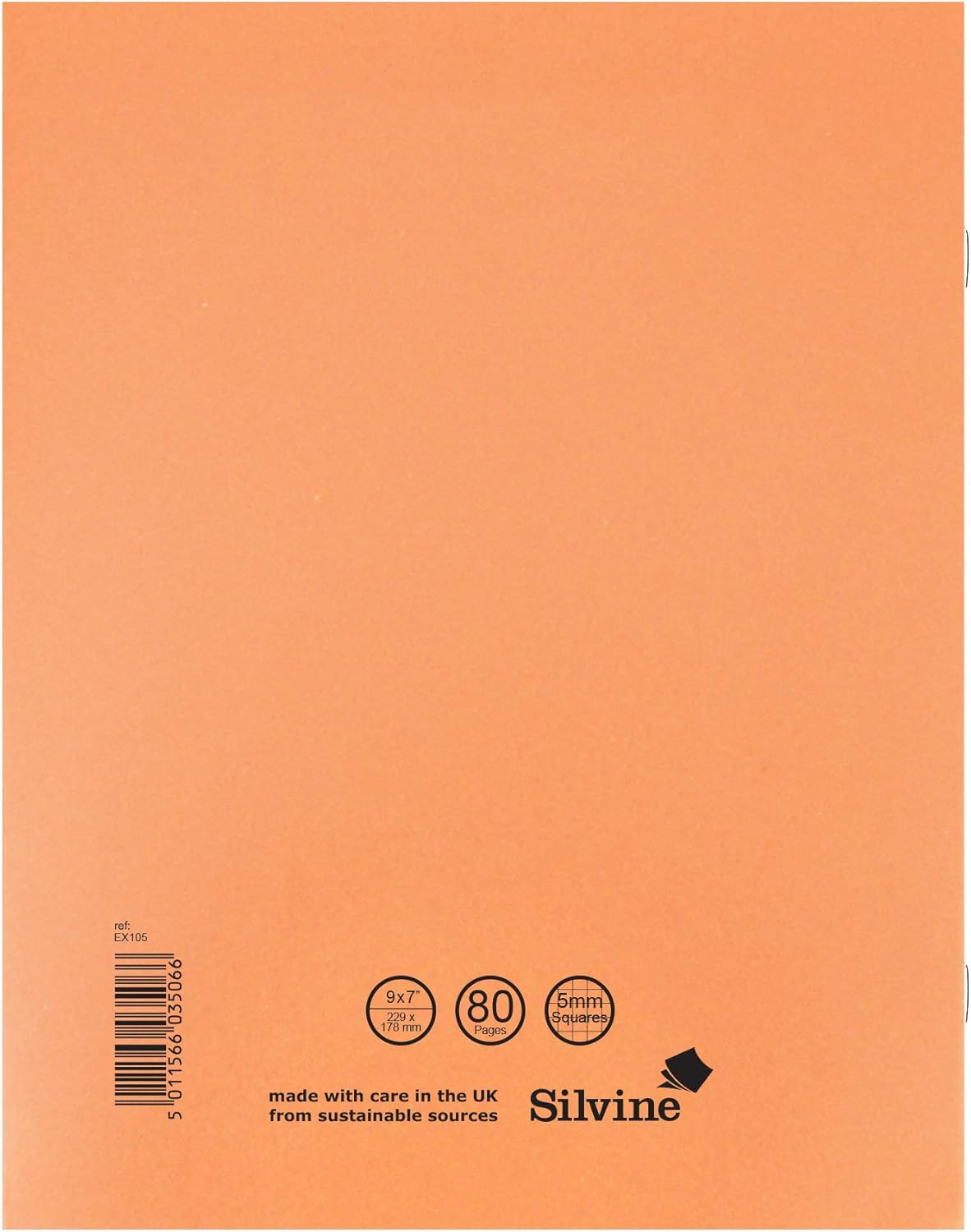 Silvine Exercise Book 5mm Squares 80 Pages 229x178mm Orange Ref EX105