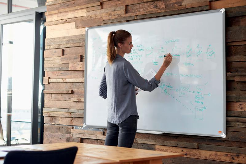 Nobo Premium Plus Non Magnetic Melamine Whiteboard Aluminium Frame 900x600mm 1915167