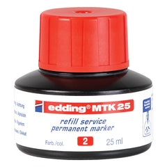 edding MTK 25 Bottled Refill Ink for Permanent Markers 25ml Red - 4-MTK25002