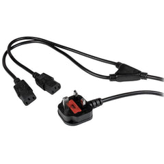 StarTech.com 2m Mains Cable BS 1363 to 2x C13