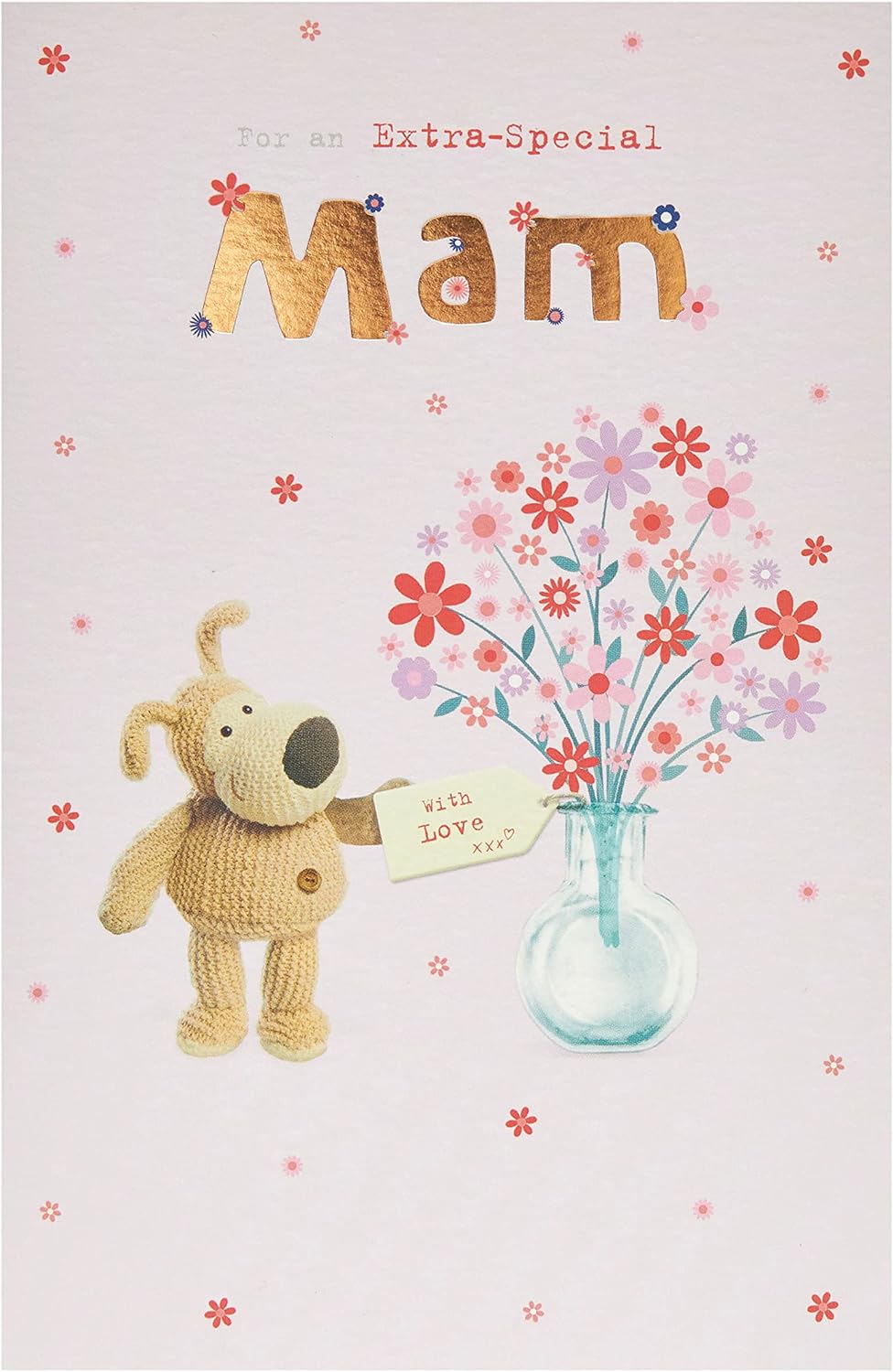 Boofle birthday card for Mam from UK Greetings featuring a floral design and included envelope.