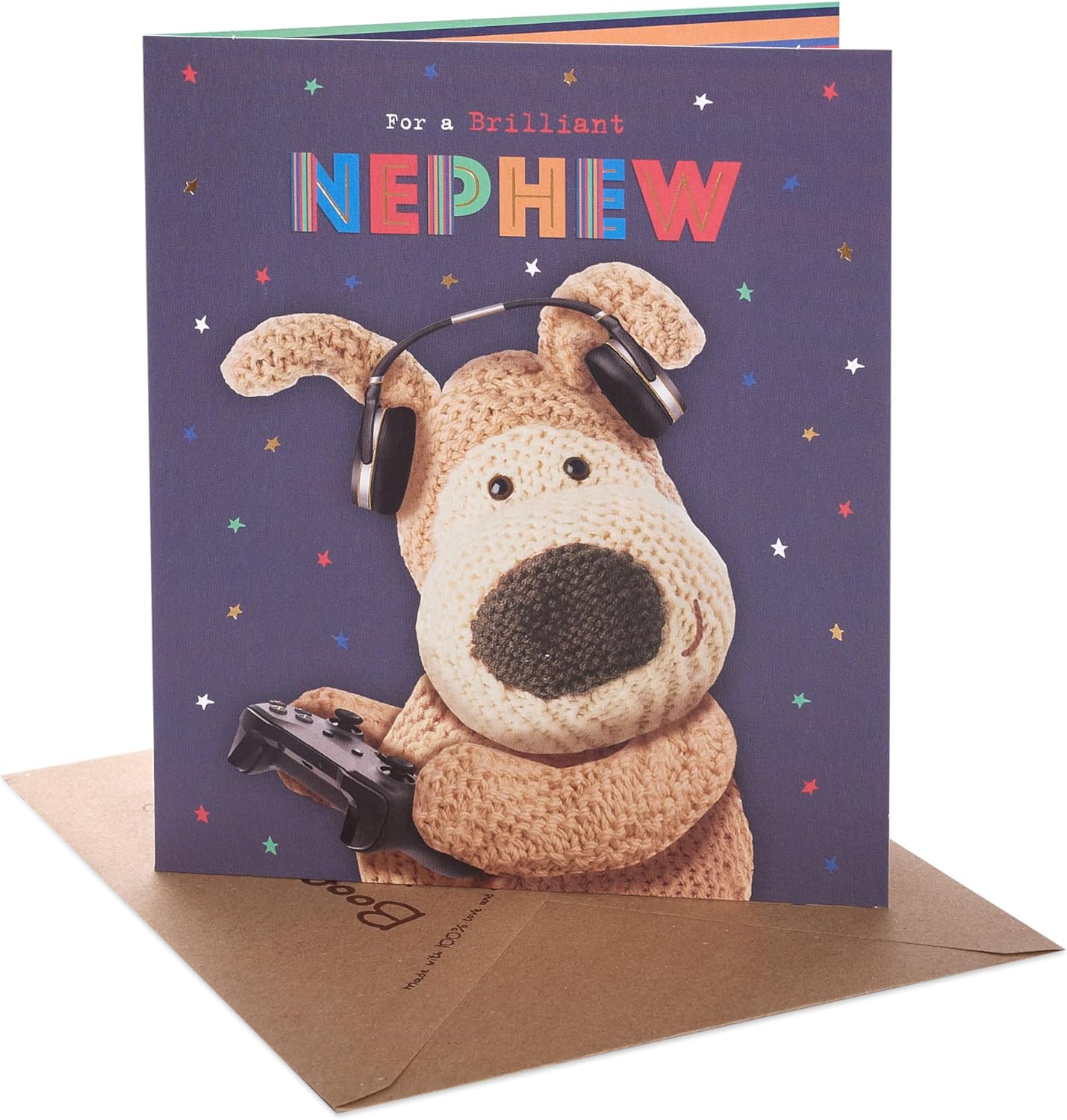 Boofle birthday card for nephew featuring a cute design with envelope, suitable for boys and men, 165x190 mm from UK Greetings.