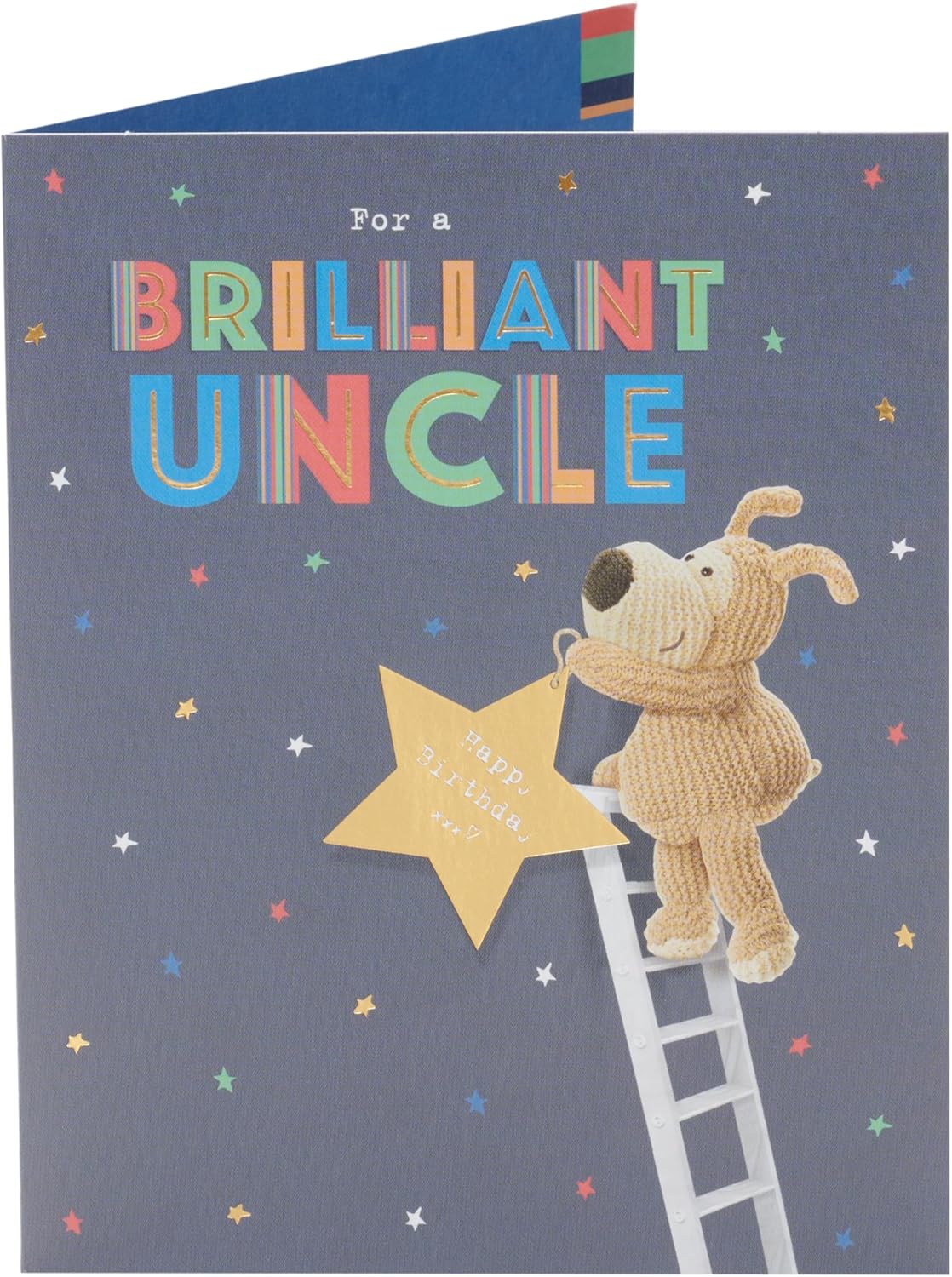 Boofle birthday card for uncle with cute design and envelope, measuring 165x190 mm, from UK Greetings for celebrating him.