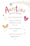 UK Greetings birthday card for auntie with sentimental design, featuring colorful illustrations and heartfelt message inside.