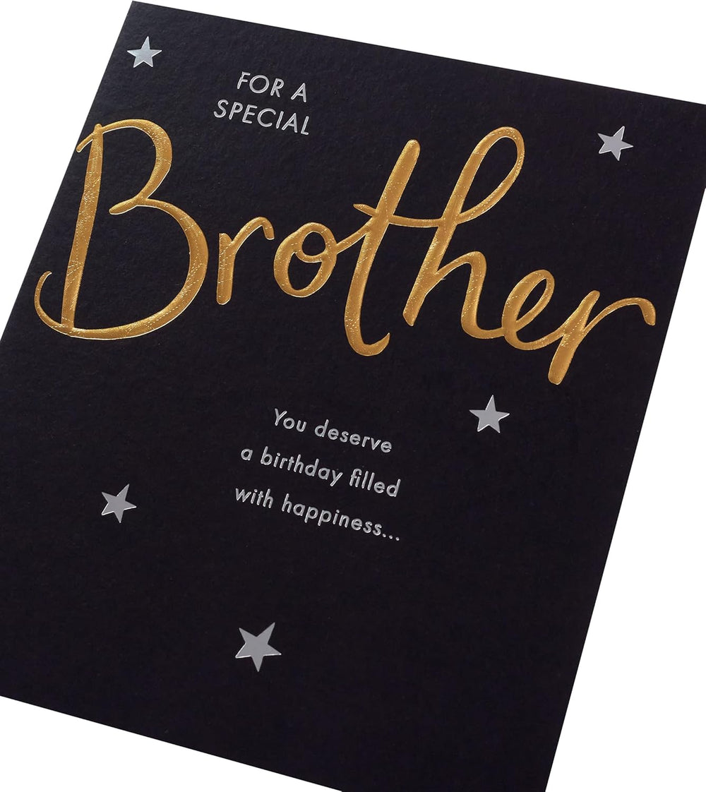 UK Greetings birthday card for brother featuring colorful design and heartfelt message, perfect for celebrating a special occasion.