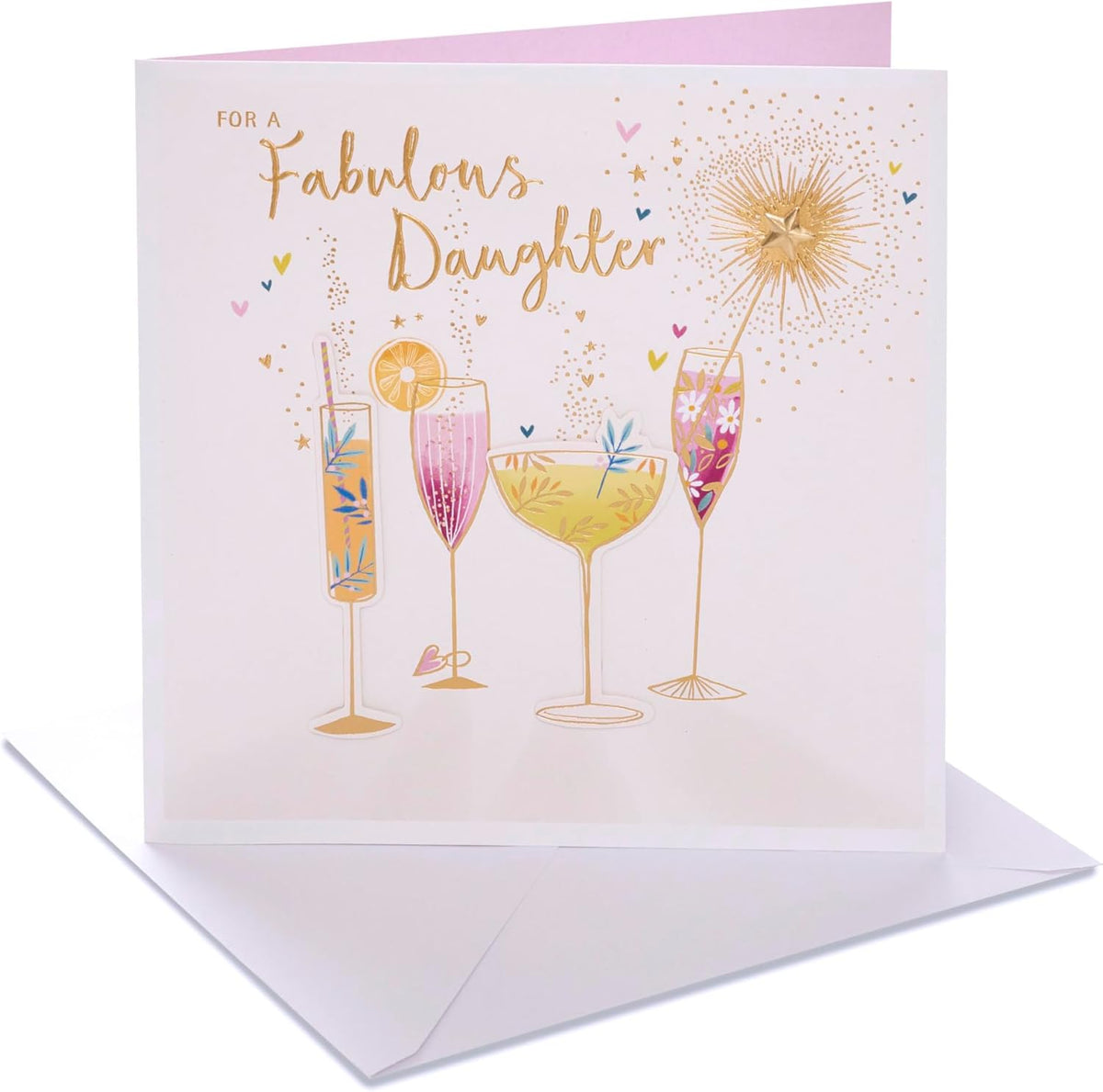 UK Greetings birthday card for daughter featuring a vibrant fabulous cocktails design, colorful graphics and cheerful theme.