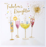 UK Greetings birthday card for daughter featuring a vibrant fabulous cocktails design, perfect for celebrating special occasions.