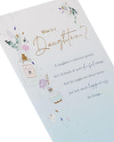 UK Greetings birthday card for daughter titled "What Is a Daughter?" featuring colorful floral and heartfelt message design.