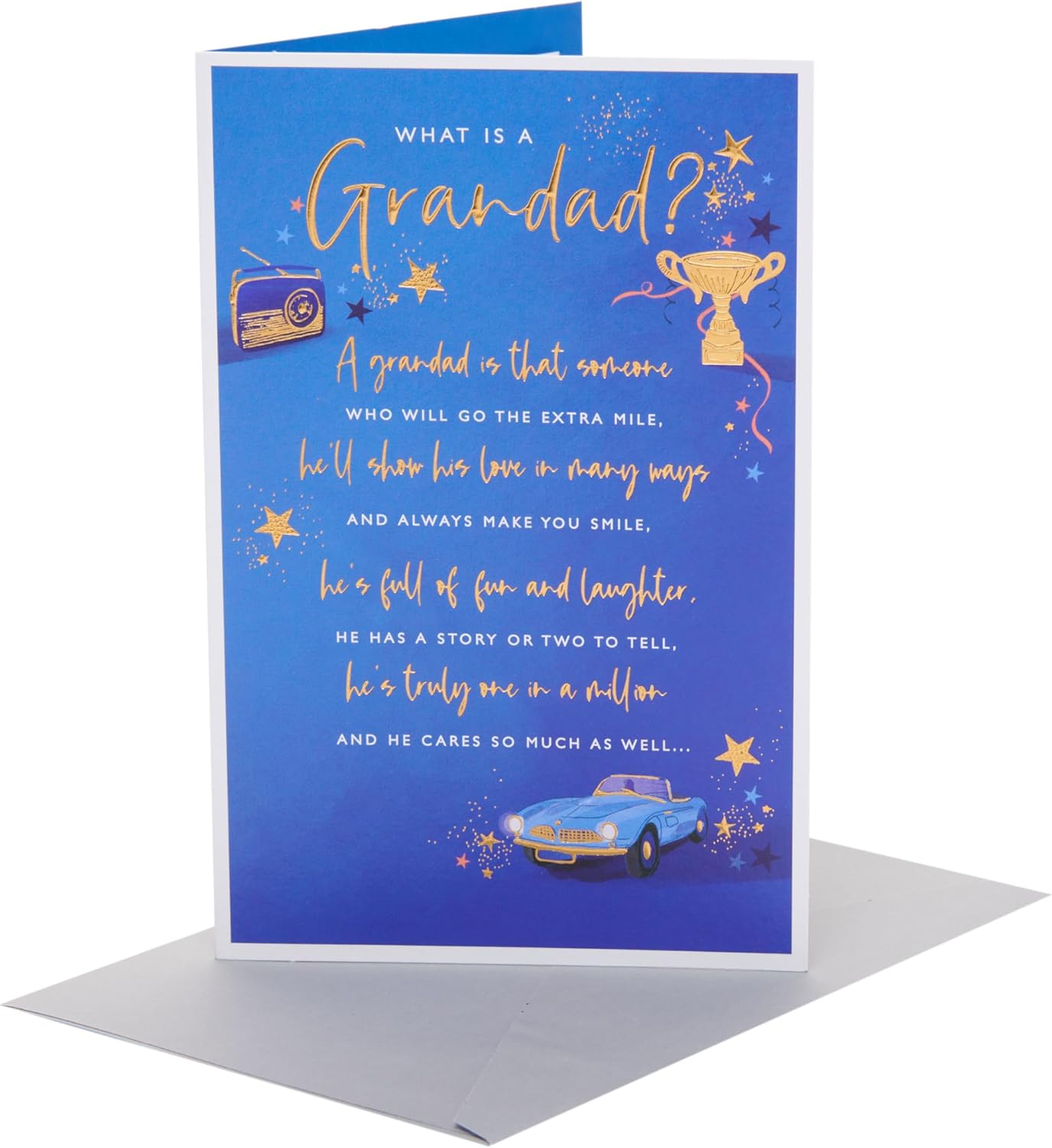 UK Greetings birthday card for Grandad, featuring colorful festive design and heartfelt message for celebrating grandfathers.