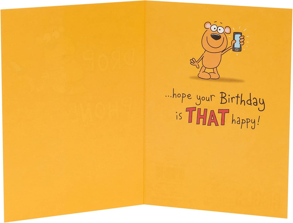 UK Greetings birthday card for him, her, or friends with a funny design, featuring colorful illustrations on the front.