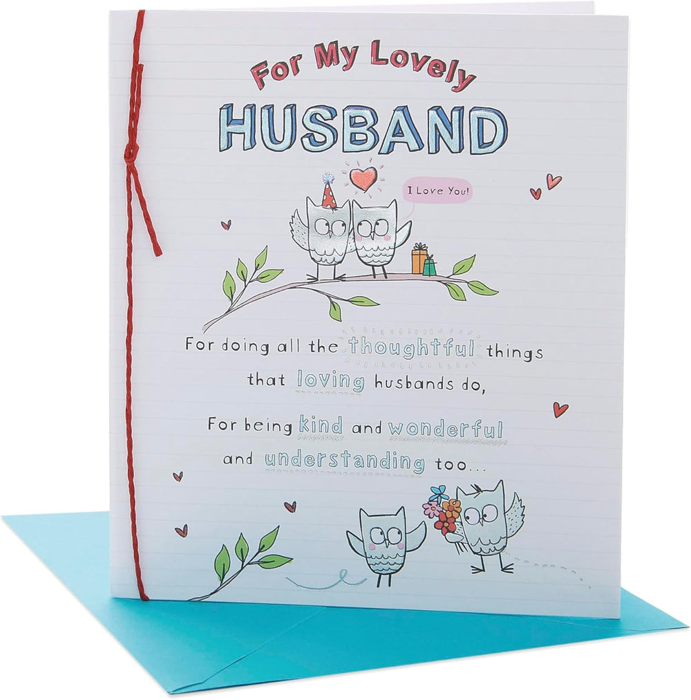 UK Greetings birthday card for husband featuring heartfelt and elegant design for his special day.
