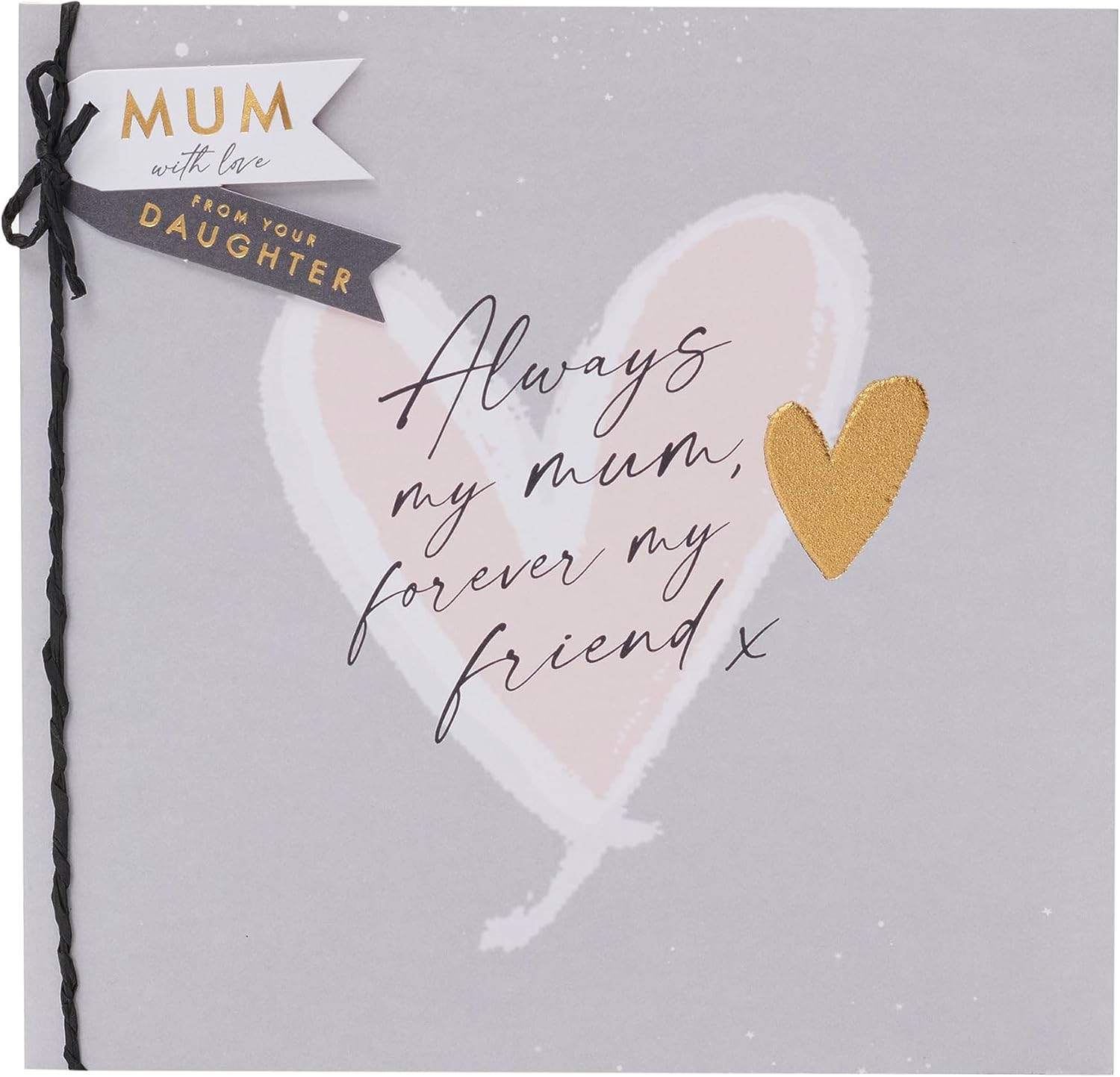 UK Greetings birthday card for mum from daughter with love heart design, featuring colorful, cheerful artwork for special occasions.