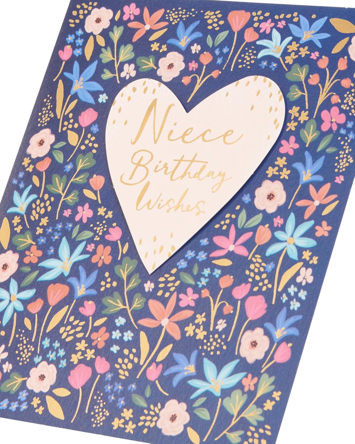UK Greetings birthday card for niece featuring a bright floral design with colorful flowers and cheerful birthday message.