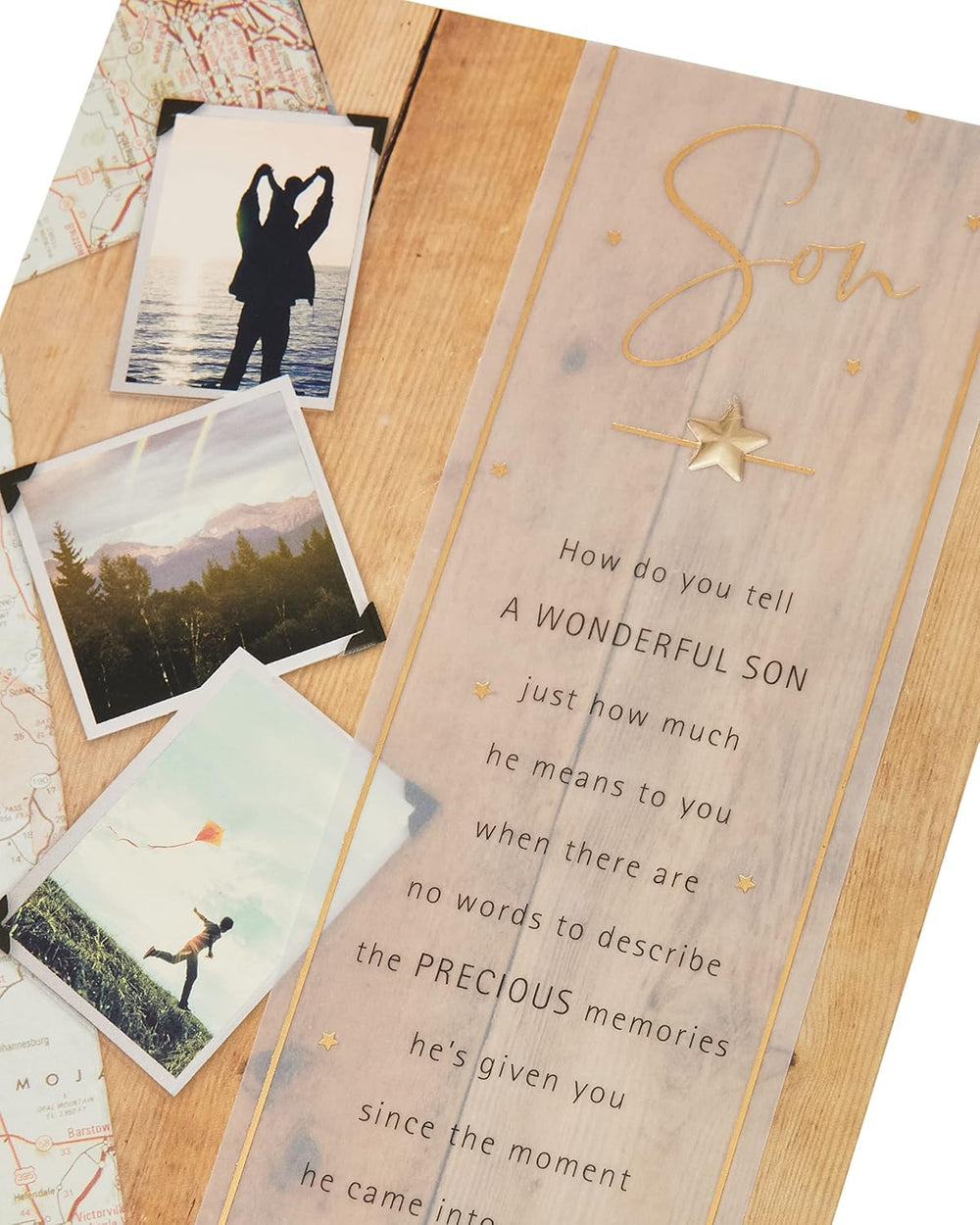 UK Greetings birthday card for son with envelope, featuring a cute photographic montage design on the front.