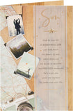 UK Greetings birthday card for son with cute photographic montage design and matching envelope, perfect for celebrating special occasions.