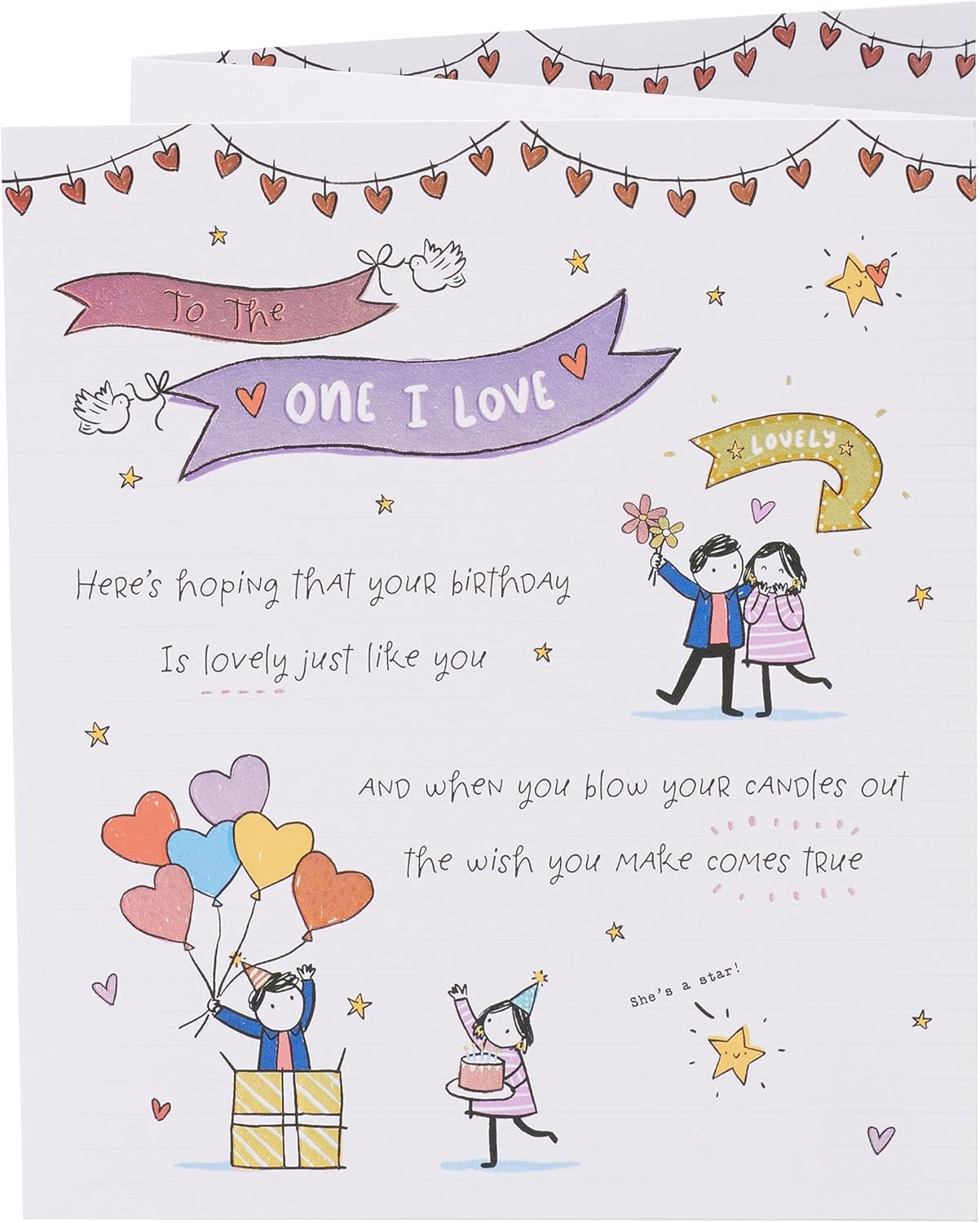 UK Greetings birthday card for the one I love, featuring romantic design for her, with heartfelt message and decorative floral elements.