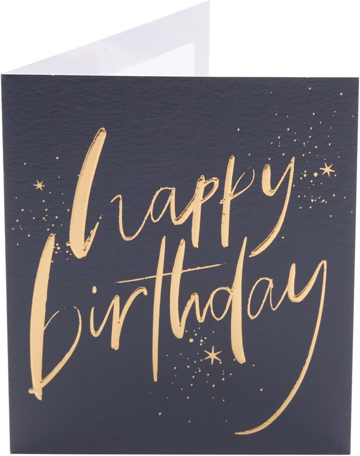 UK Greetings black and gold birthday card featuring elegant design, perfect for celebrating special occasions.