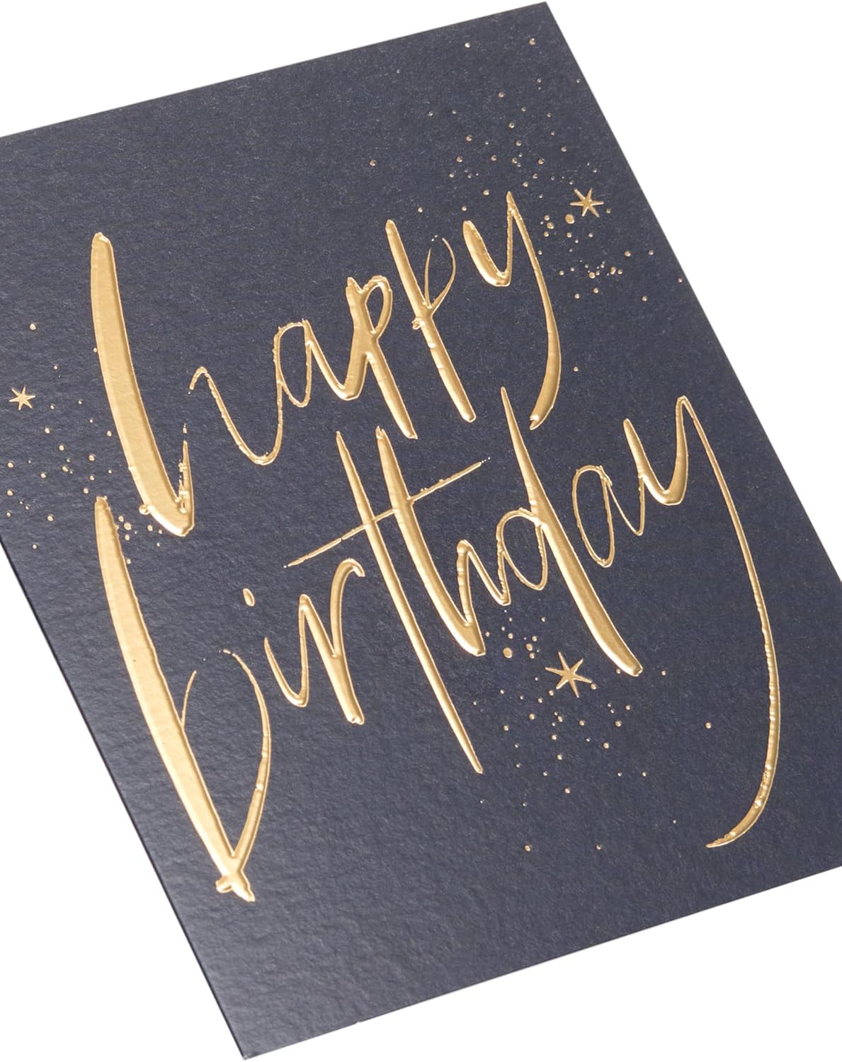 UK Greetings Black and Gold Design Birthday Card featuring elegant gold accents on a black background.