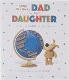 UK Greetings Boofle birthday card for Dad from daughter, featuring a cute design with colorful illustrations and heartfelt message.