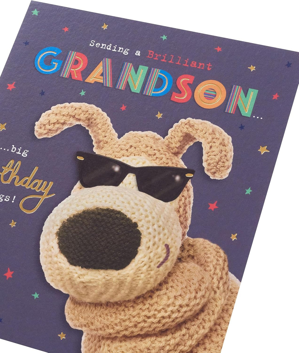 UK Greetings Boofle birthday card for grandson featuring a cute design and colorful illustrations.