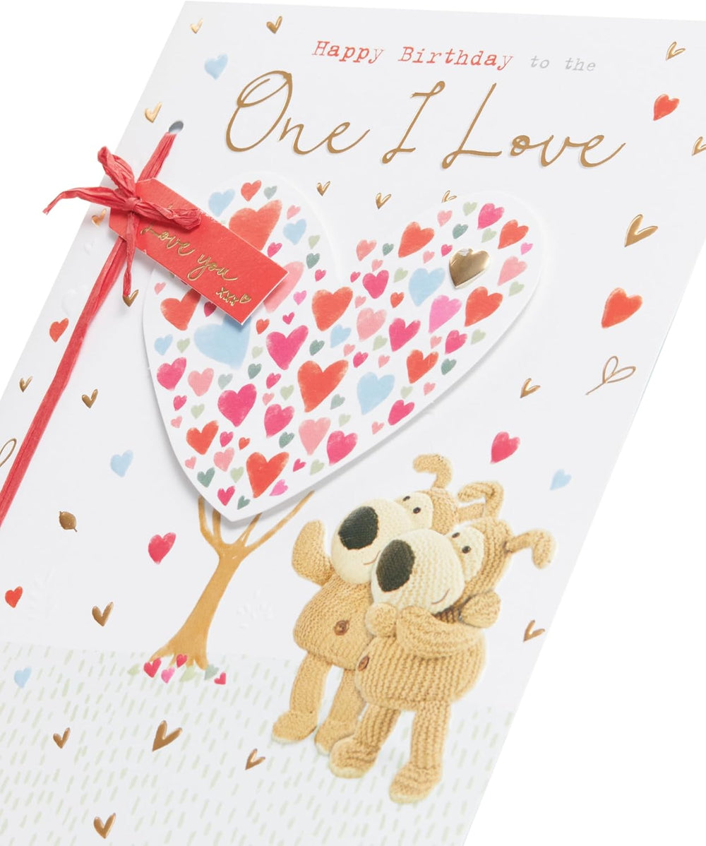 UK Greetings Boofle birthday card featuring a cute design for the one I love, with colorful illustrations and cheerful message.