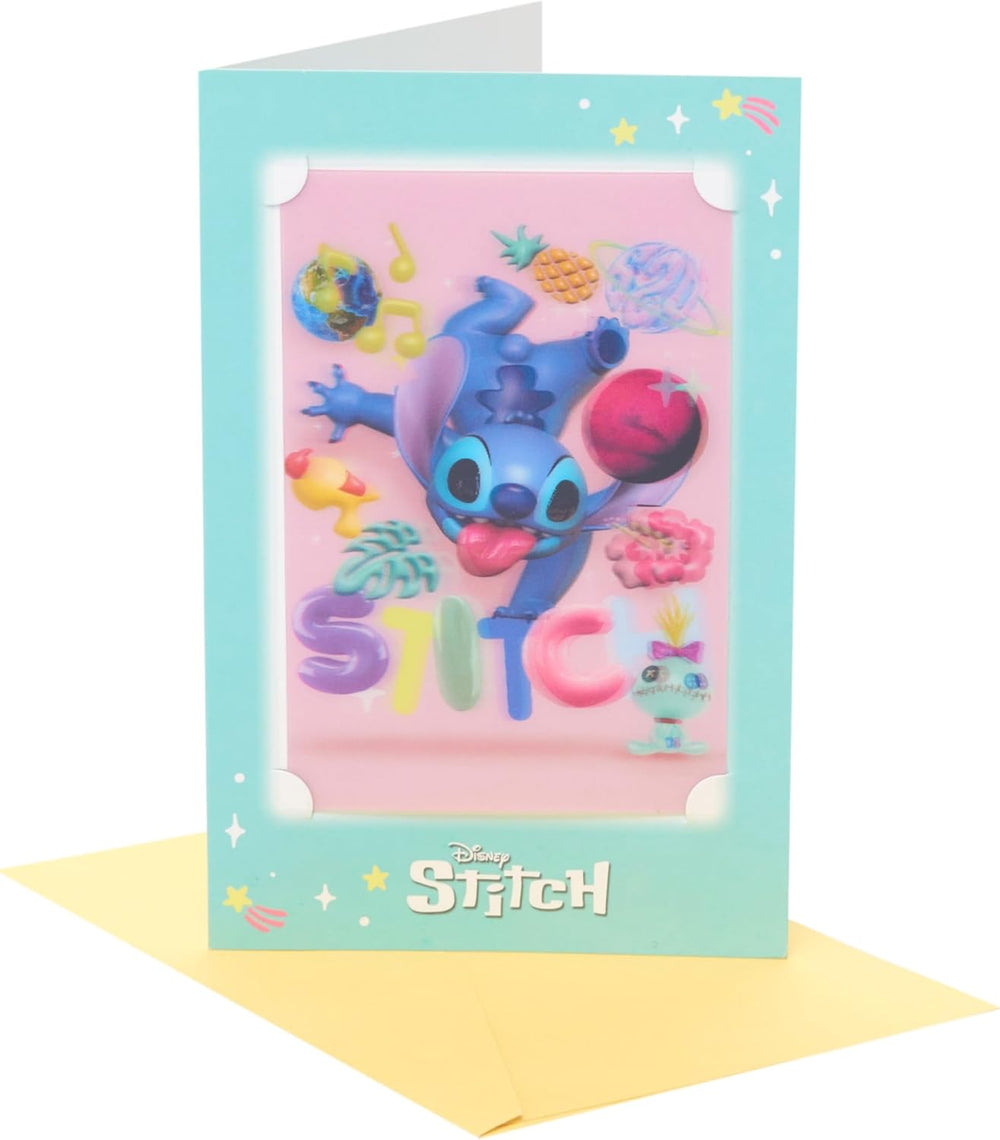 UK Greetings Disney Lilo & Stitch 3D birthday card for her with colorful keepsake design featuring Stitch and tropical motifs.
