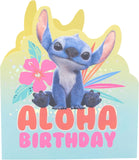 Colorful UK Greetings Disney Lilo & Stitch birthday card featuring vibrant cartoon illustrations for Disney fans.