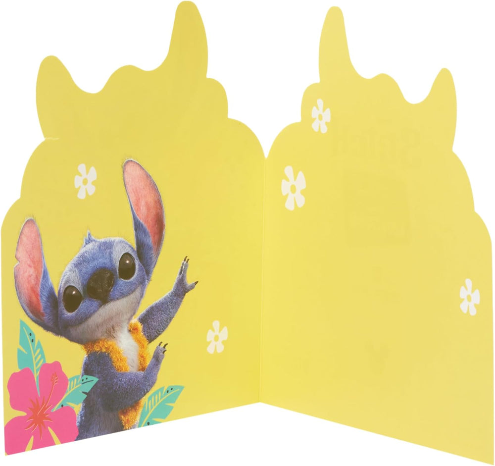 Bright Disney Lilo & Stitch birthday card by UK Greetings featuring colorful characters and fun birthday message.