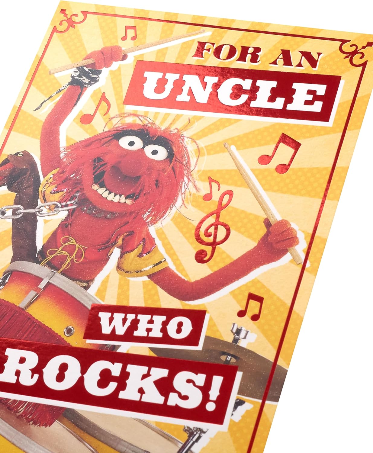 UK Greetings Disney Muppets birthday card for Uncle featuring colorful Muppet characters and festive design.