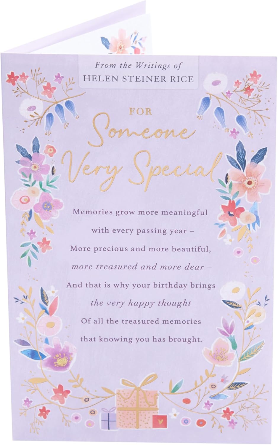 UK Greetings Helen Steiner Rice birthday card for someone special, featuring an inspirational verse and floral design.