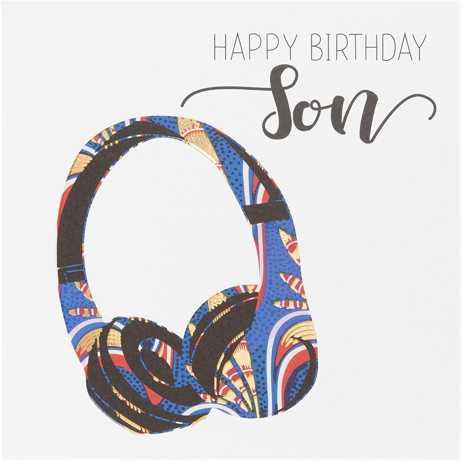 UK Greetings Kindred X Afrotouch birthday card featuring a colorful design for celebrating a son’s birthday.