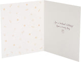 UK Greetings Lots of Woof birthday card featuring a cute, playful dog with colorful birthday-themed illustrations.