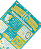 UK Greetings Relatable Facts 16th Birthday Card featuring colorful birthday design and playful illustrations for teenagers.