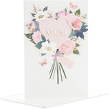 UK Greetings birthday greeting card for mum featuring a pink floral design, perfect for celebrating special occasions.
