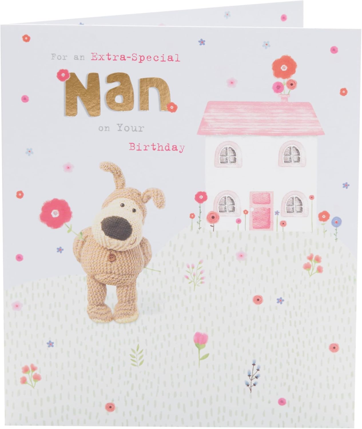 Cute UK Greetings Boofle birthday greeting card for Nan featuring a charming design with adorable Boofle character and colorful decorations.