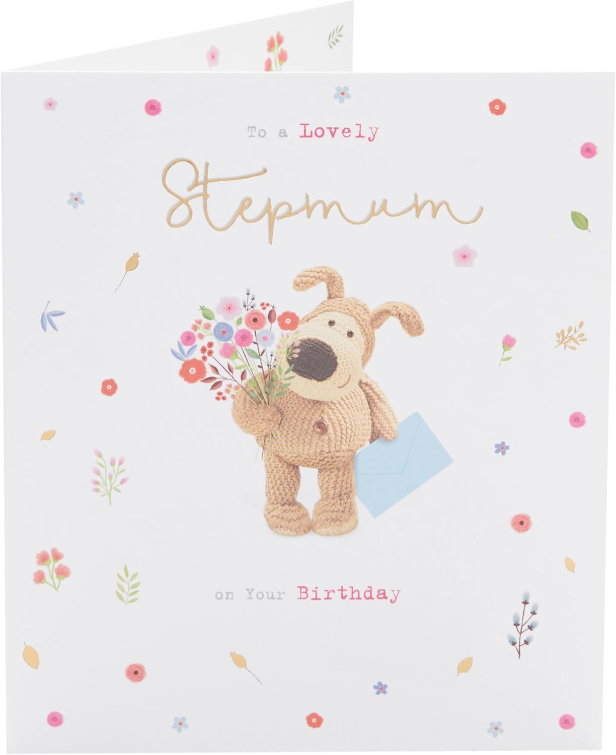 UK Greetings Boofle birthday greeting card featuring a cute design for stepmum, perfect for celebrating her special day.