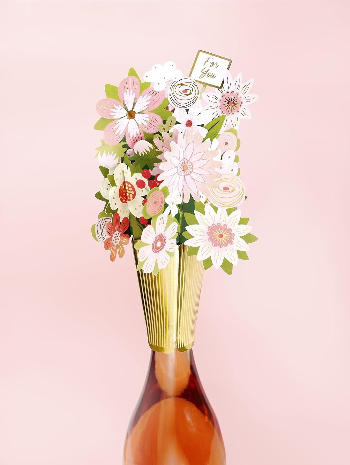 UK Greetings floral bottle topper, decorative glass bottle stopper with colorful floral design for wine or beverage bottles.