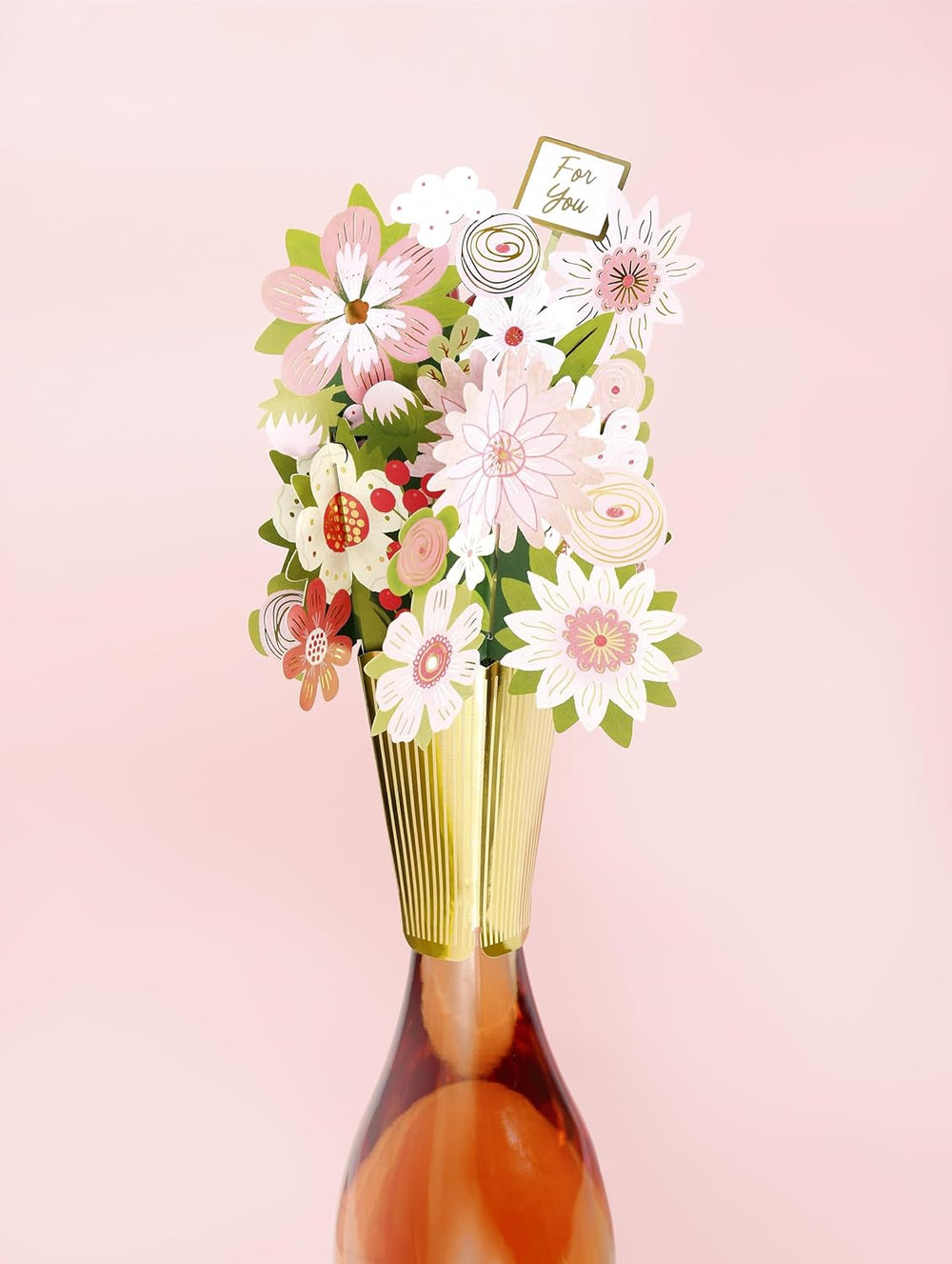UK Greetings floral bottle topper, decorative glass bottle stopper with colorful floral design for wine or beverage bottles.