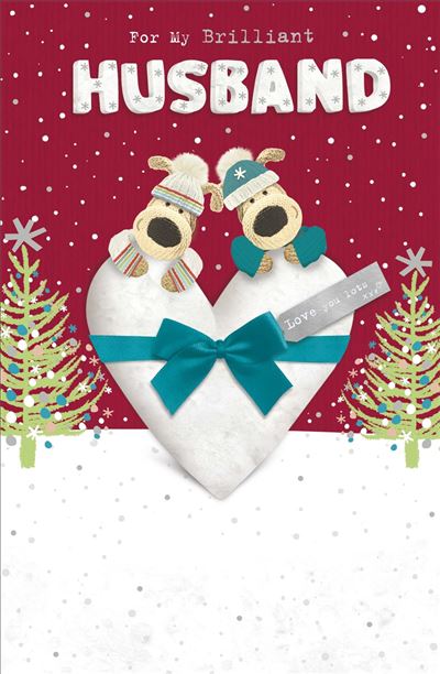 UK Greetings Boofle Brilliant Husband Christmas Card featuring festive holiday design and cheerful Boofle character.