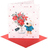 UK Greetings Boofle Christmas card featuring a flower vase and a festive design, perfect for celebrating with a godmother.