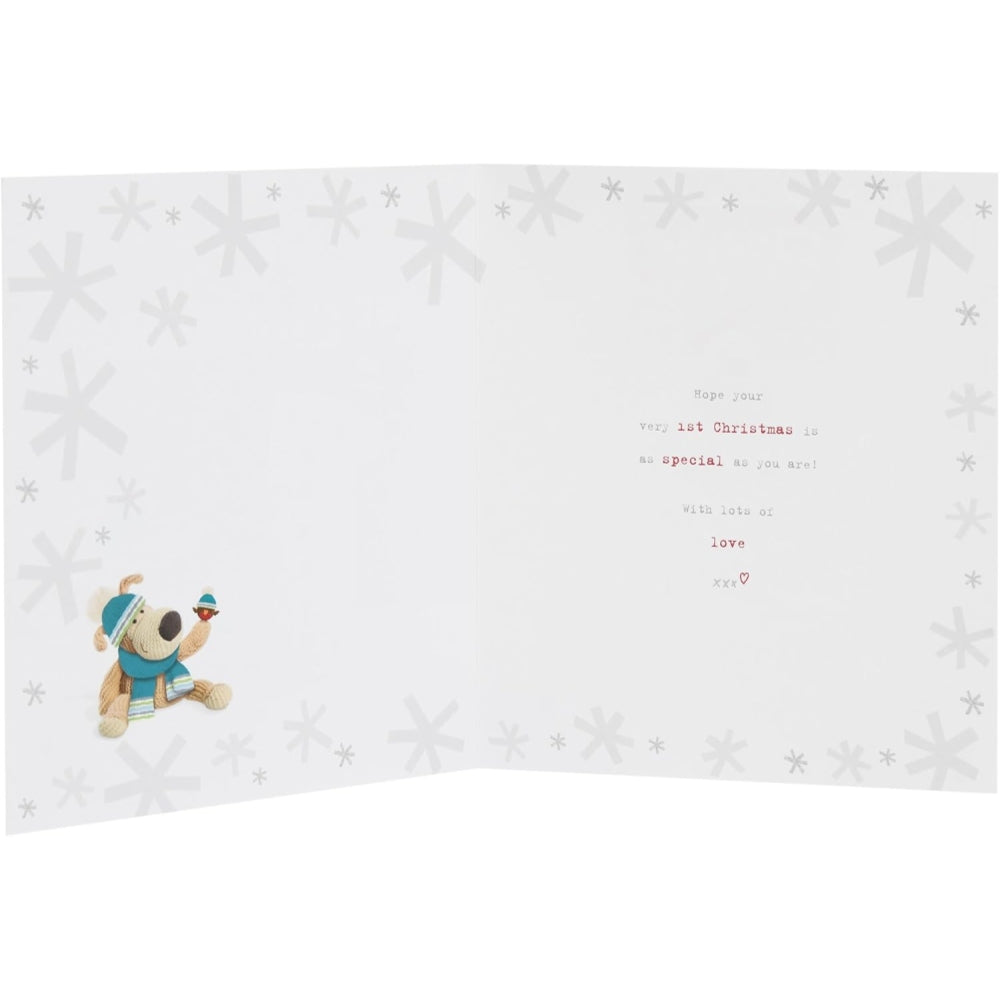 UK Greetings Boofle 1st Christmas Card featuring a cute Boofle character and number 1 for special boy's first Christmas celebration