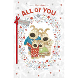 UK Greetings Boofles Family Christmas Card featuring a festive wreath and cheerful holiday design.
