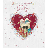 UK Greetings Boofles in Heart Wreath Christmas Card featuring festive holiday design with cheerful character and red accents.