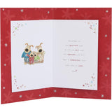UK Greetings Boofles Christmas card featuring stockings, suitable for daughter, son-in-law, and family during the holiday season.