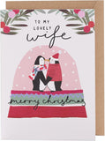 UK Greetings Wife Penguin Snow Globe featuring glitter, a heartfelt message, and a cute Christmas gift display.