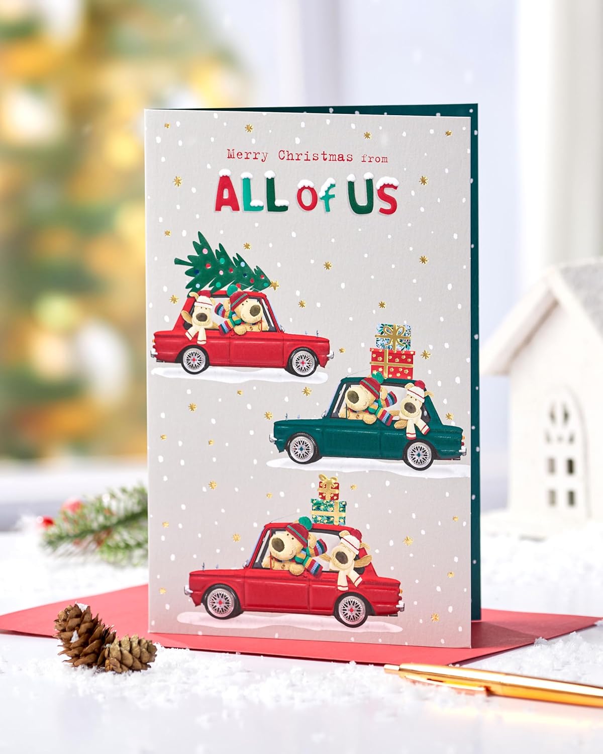 UK Greetings Boofle Christmas greeting card featuring festive holiday design with family-themed Christmas message.